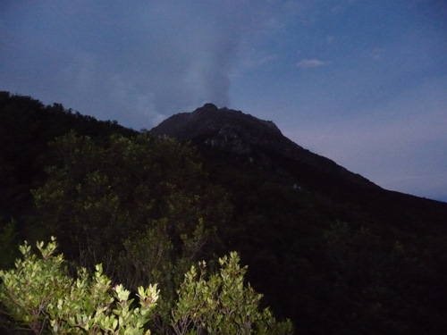 View of the volcano in the dark